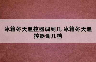 冰箱冬天温控器调到几 冰箱冬天温控器调几档